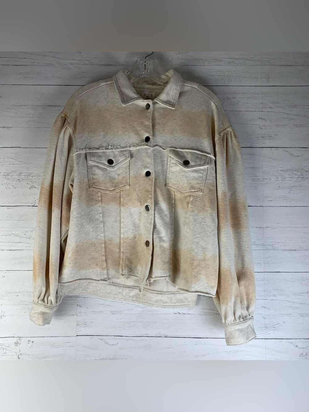 Anthropologie POL Tie Dye Collared Long Sleeve Button Crop  Jacket M distressed